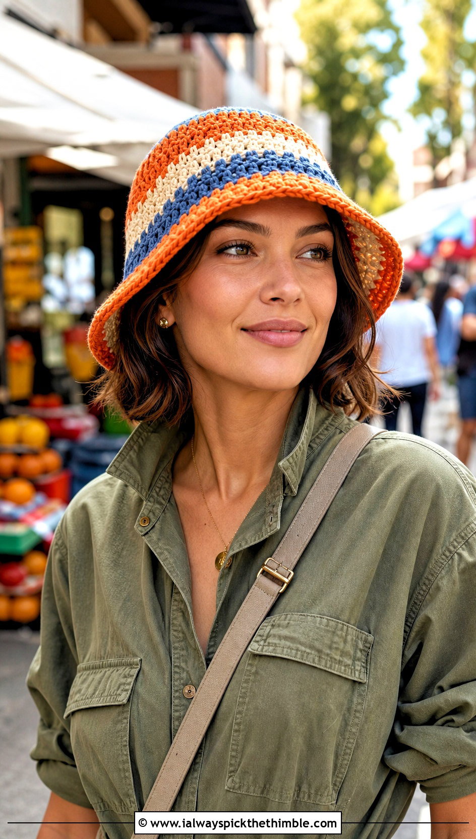 Taylor Swift Striped Crochet Bucket Hat With Utility Jumpsuit - 20 Taylor Swift Crochet Hat outfit ideas