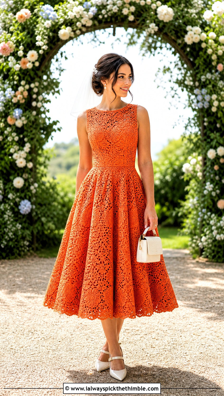 Tea Length Crochet Wedding Dress With Mary Jane Pumps - 25 crochet wedding dresses outfit ideas