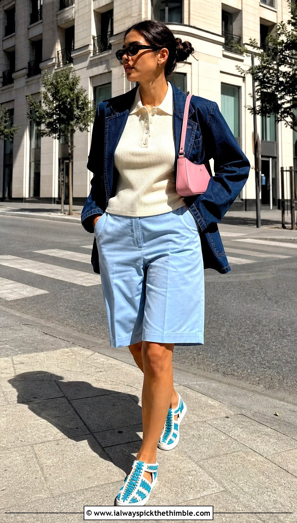 Teal And White Crochet Fisherman Sandals With Bermuda Shorts - 15 teal and white crochet shoes outfit ideas
