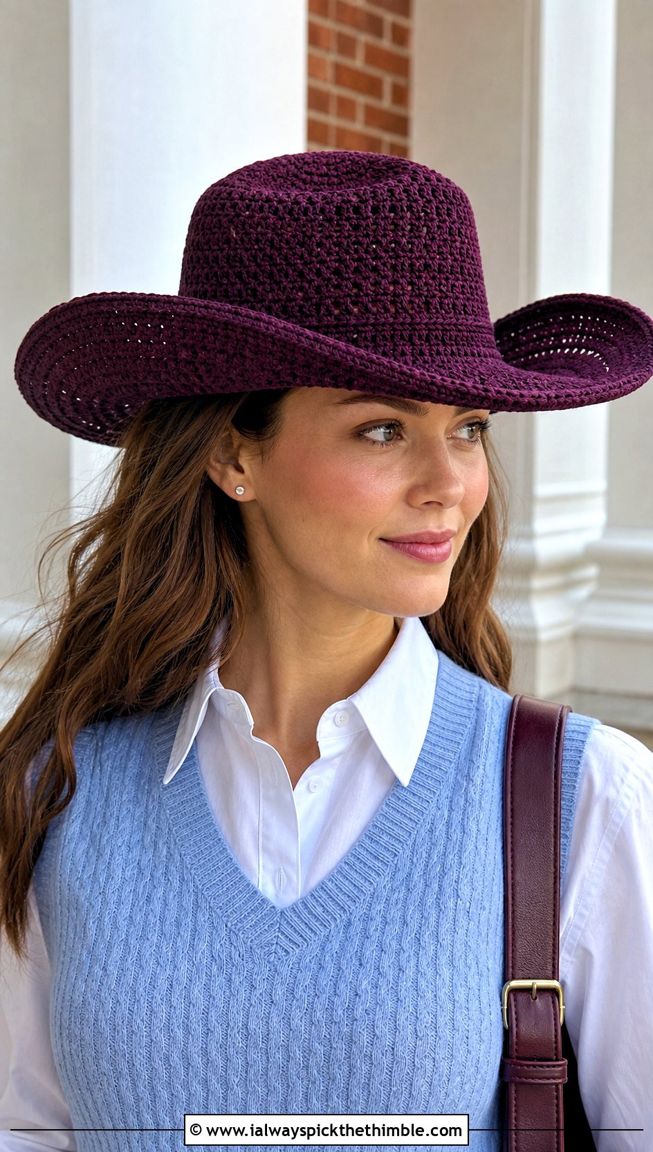 Telescope Crown Crochet Cowboy Hat With Sweater Vest - 25 crochet cowboy hat outfit ideas