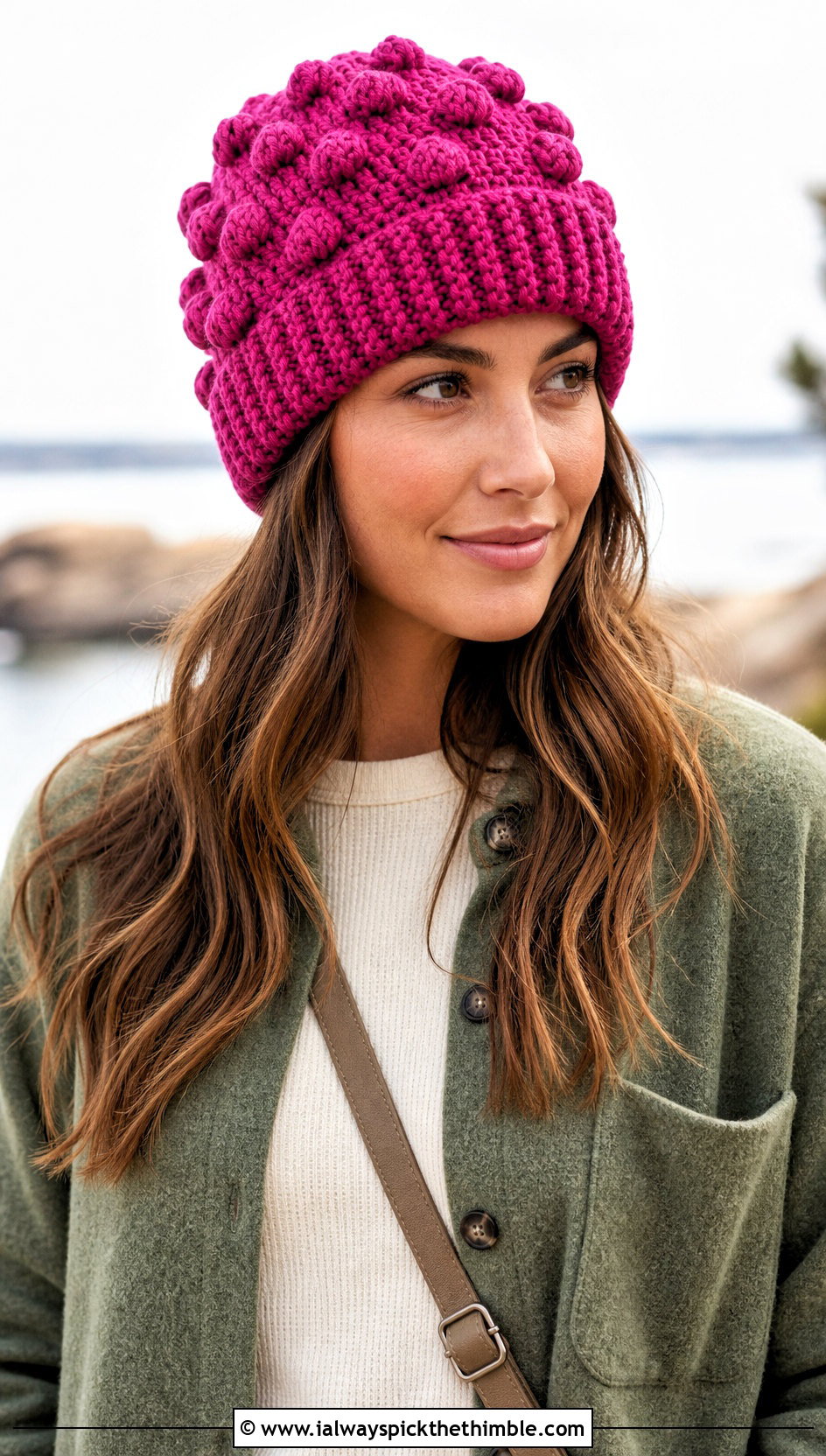 Tempest Chunky Bobble Crochet Beanie With Shacket - 15 tempest crochet beanie outfit ideas