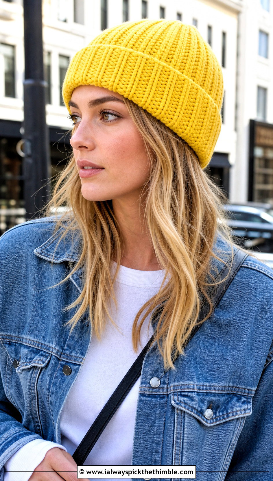 Tempest Ribbed Fold Over Crochet Beanie With Denim Jacket - 15 tempest crochet beanie outfit ideas