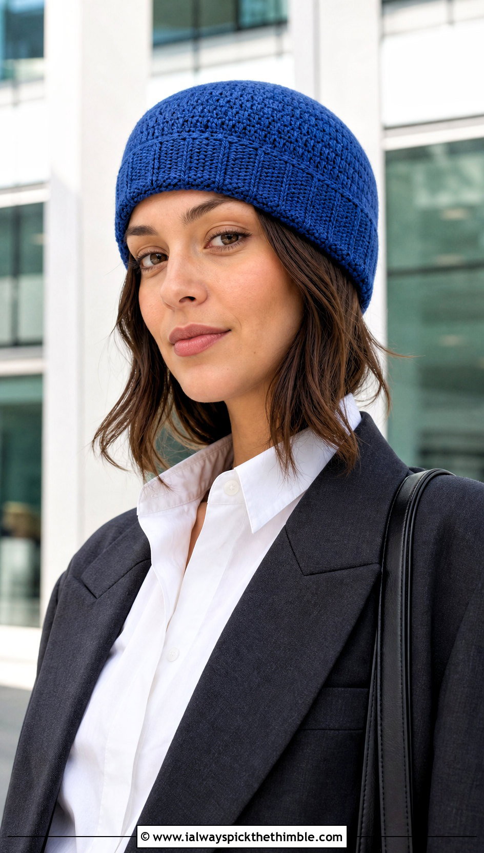 Tempest Tunisian Faux Knit Crochet Beanie With Blazer - 15 tempest crochet beanie outfit ideas
