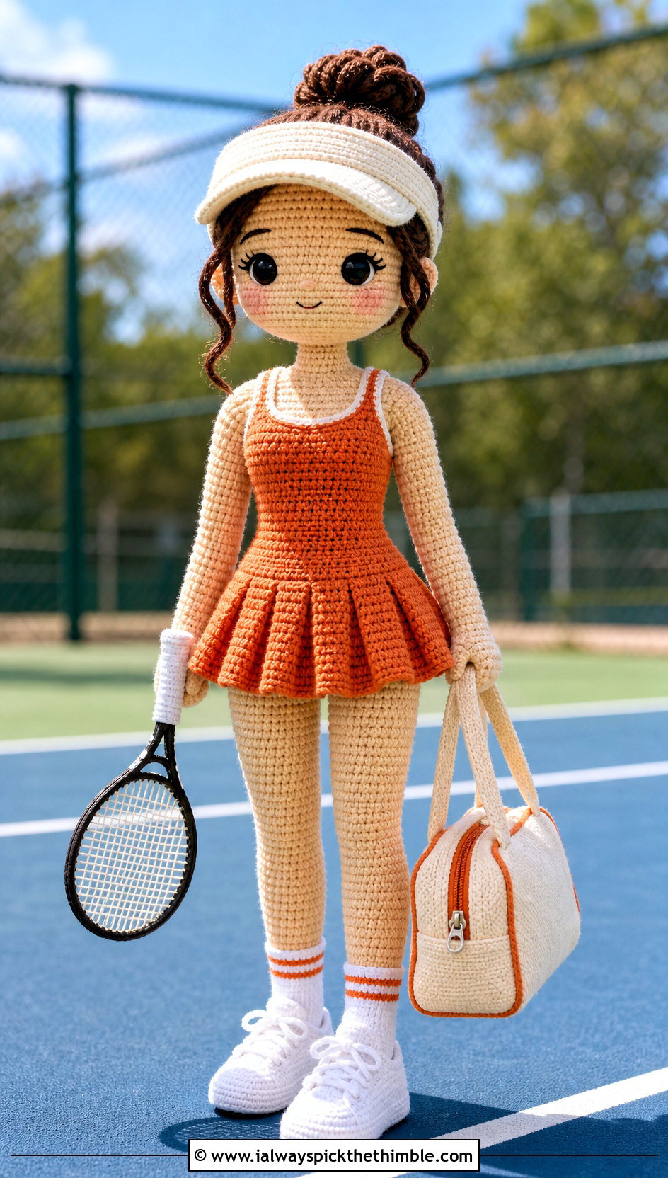 Tennis Crochet Doll Dress With Visor - 25 crochet doll dress outfit ideas