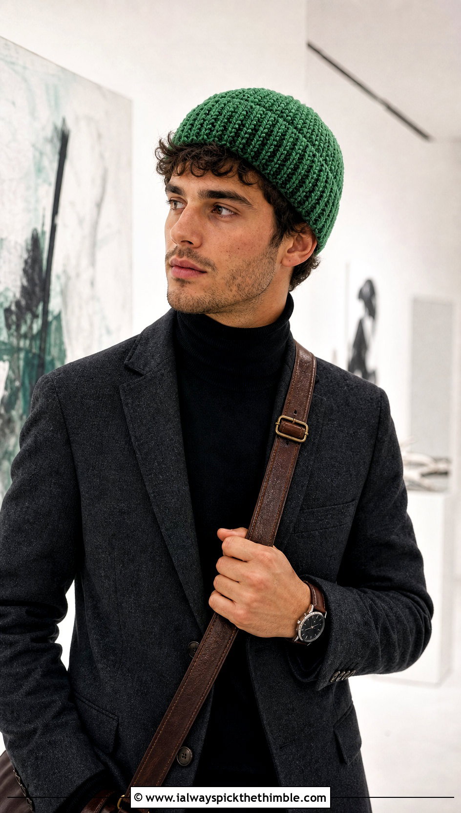 Textured Brawny Beanie With Tailored Blazer - 15 brawny beanie men's crochet hat outfit ideas