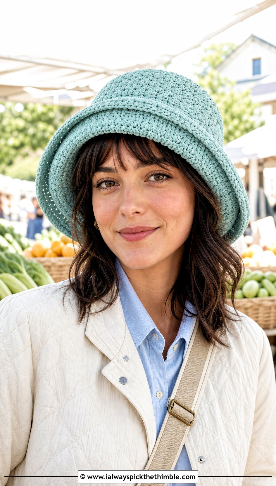 Textured Double Brim Crochet Hat With Quilted Jacket - 20 Double Brim Crochet Hat outfit ideas