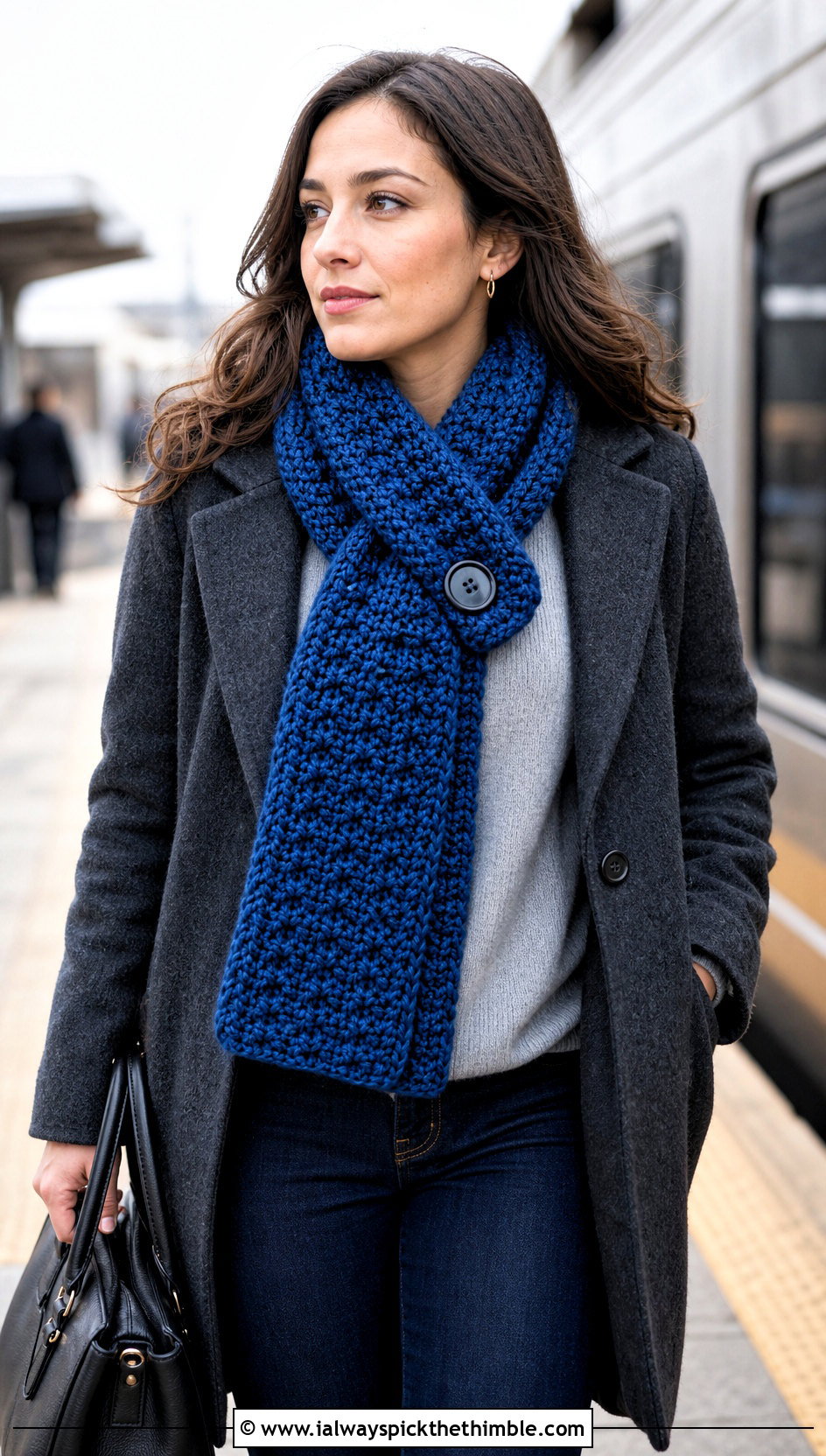 Textured One Button Winter Wishes Crochet Scarf With Wool Coat - 15 Winter Wishes Crochet Scarf outfit ideas