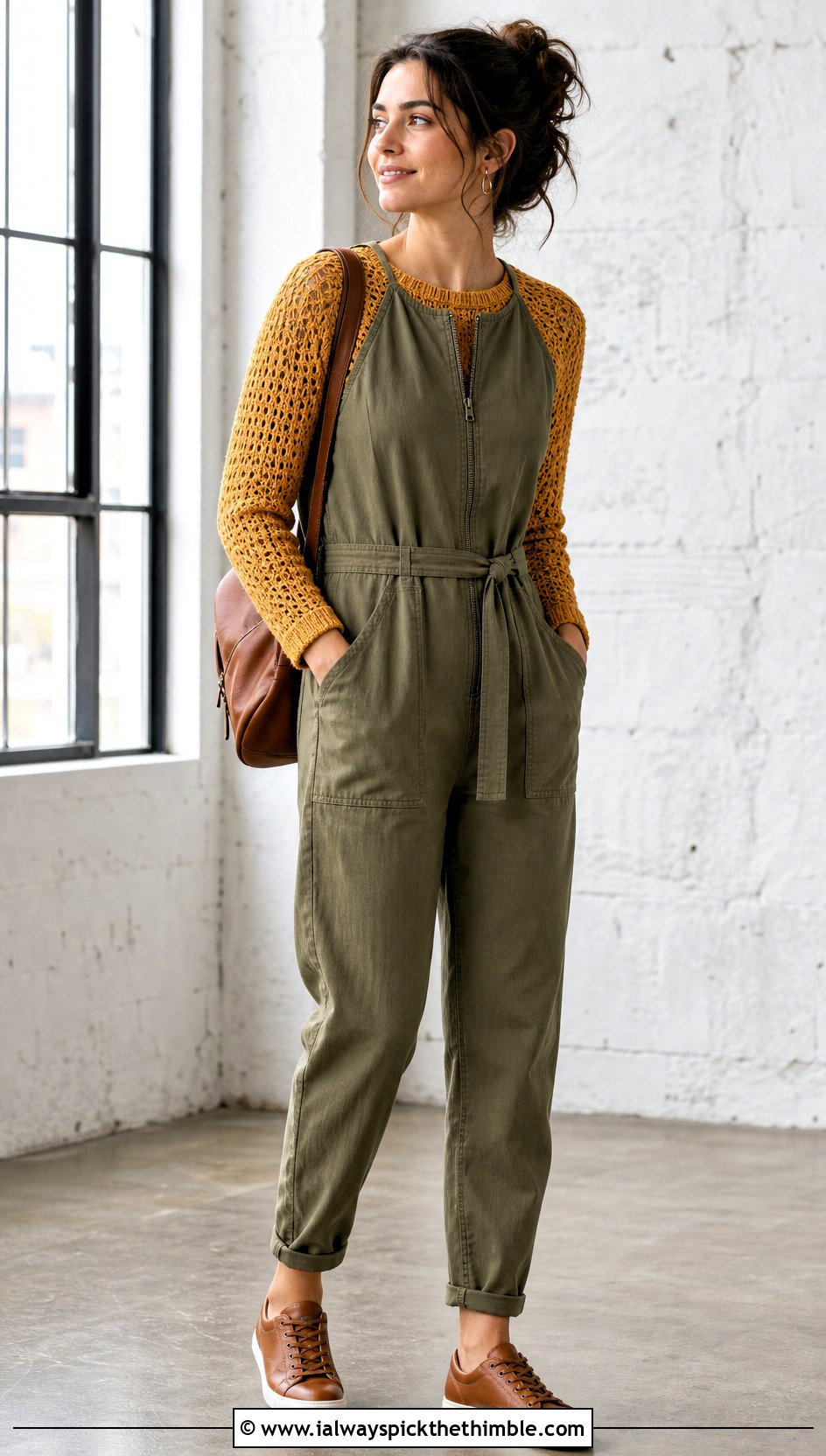 Textured Raglan Crochet Top With Utility Jumpsuit - 25 raglan crochet top outfit ideas