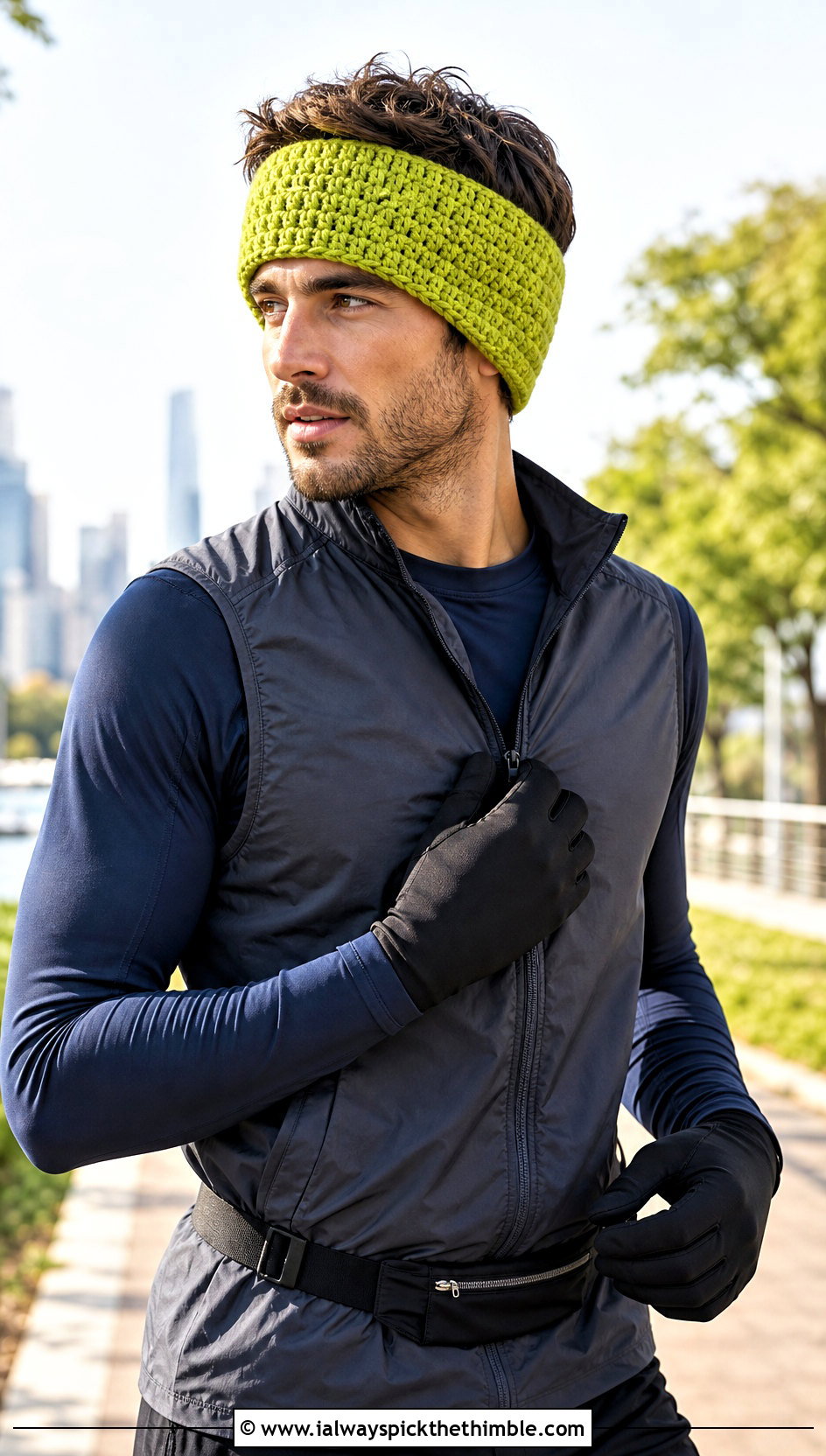 Textured Tube Crochet Mens Ear Warmer With Running Vest - 20 Crochet Mens Ear Warmer outfit ideas