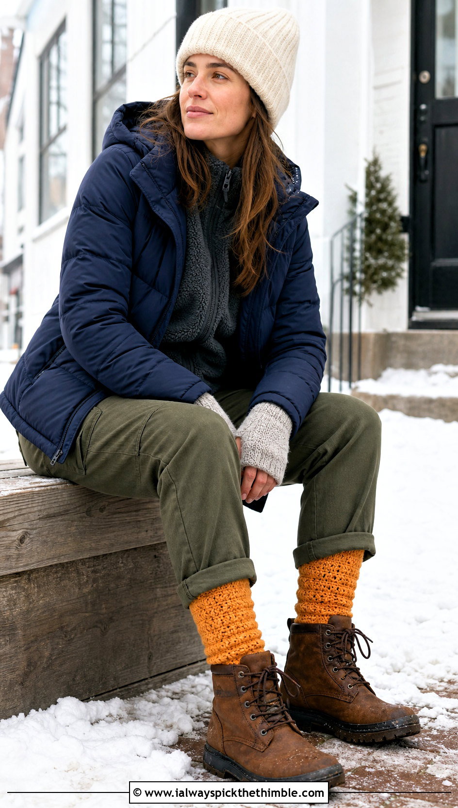 Thermal Crochet Socks With Puffer Jacket And Utility Pants - 25 crochet socks for men outfit ideas