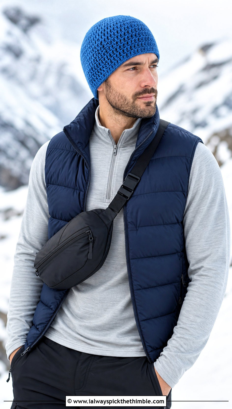 Thermal Stitch Chemo Cap With Puffer Vest - 20 Crochet Chemo Caps For Men outfit ideas