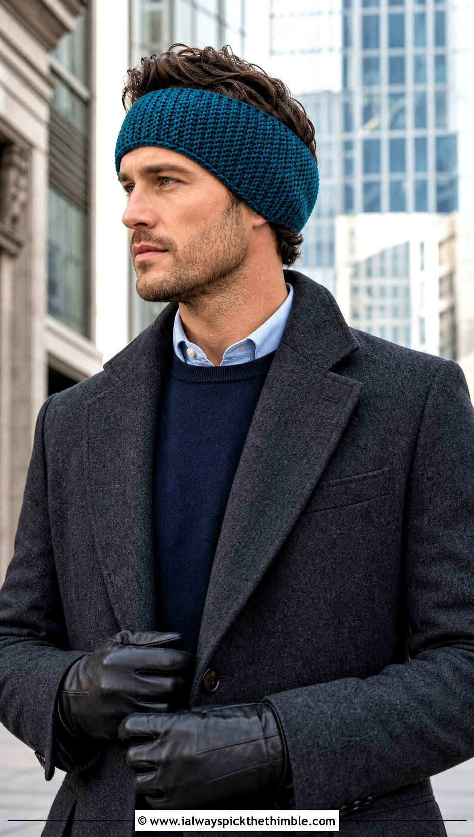 Thermal Stitch Crochet Mens Ear Warmer With Wool Overcoat - 20 Crochet Mens Ear Warmer outfit ideas