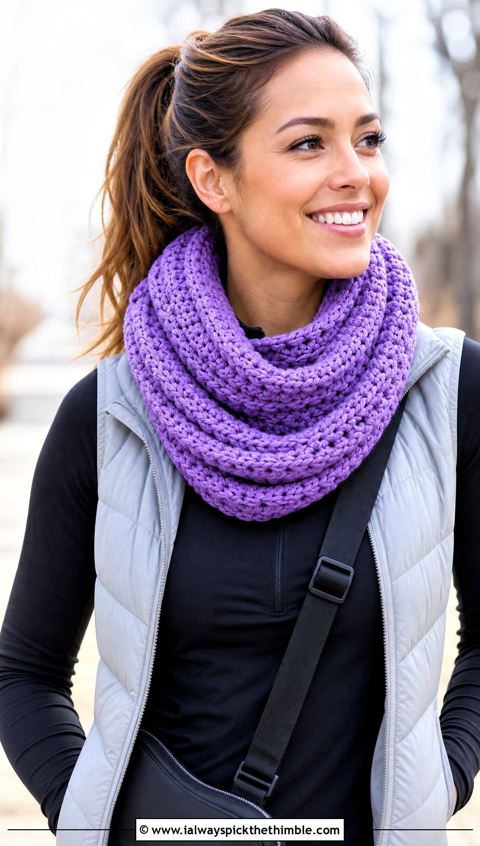 Thermal Stitch Infinity Scarf With Athleisure Outfit - 20 Thermal Stitch Crochet Scarf outfit ideas
