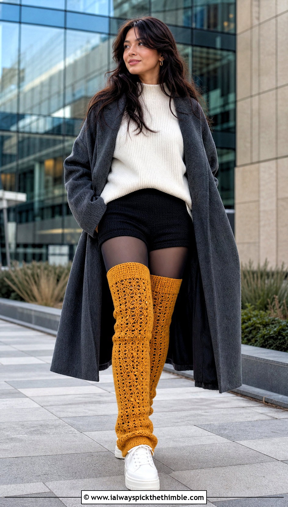 Thigh High Crochet Leg Warmers With An Oversized Sweater - 25 crochet leg warmer outfit ideas