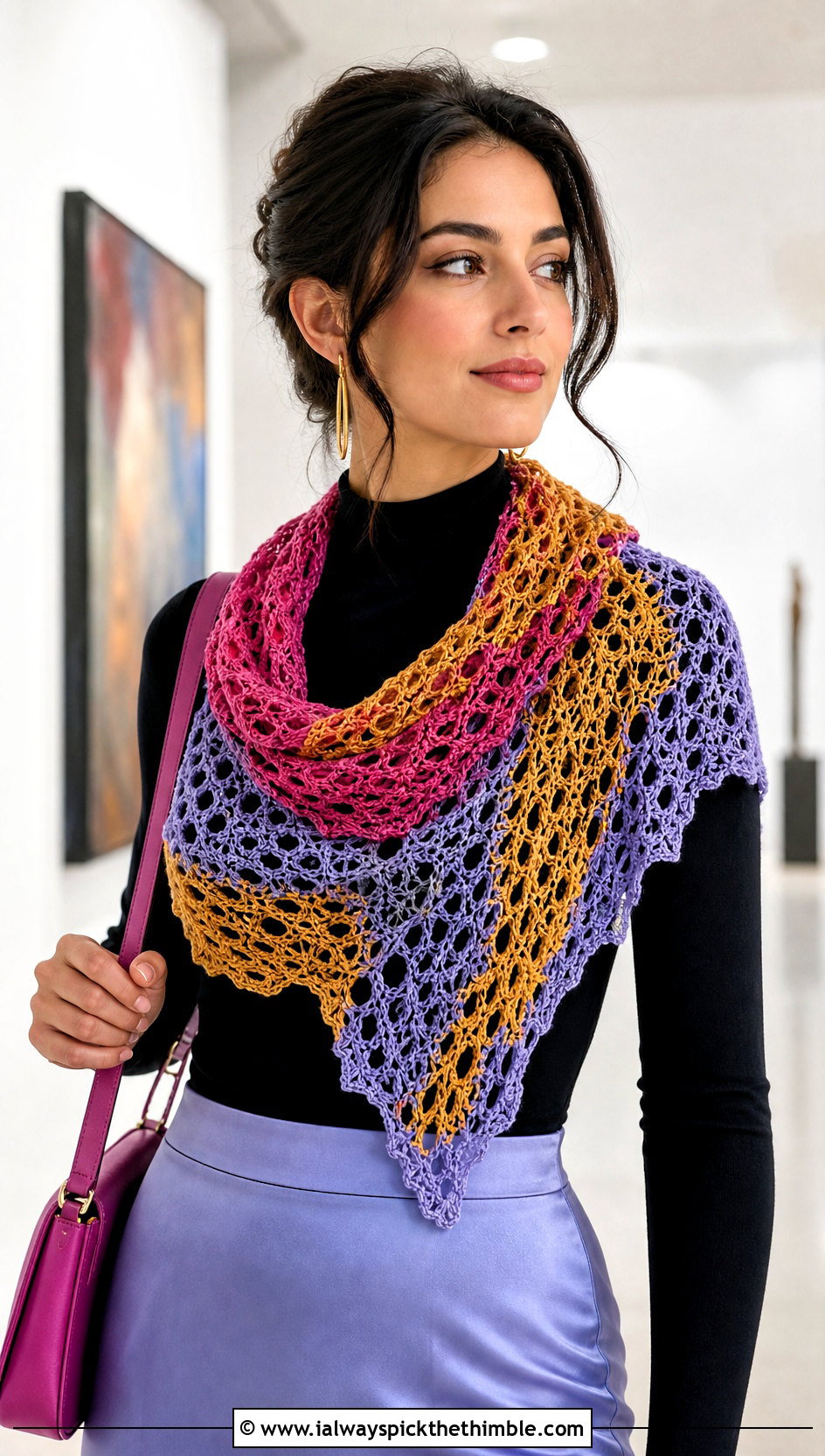 Three Color Lace Crochet Scarf With Satin Skirt - 20 3 Color Crochet Scarf outfit ideas