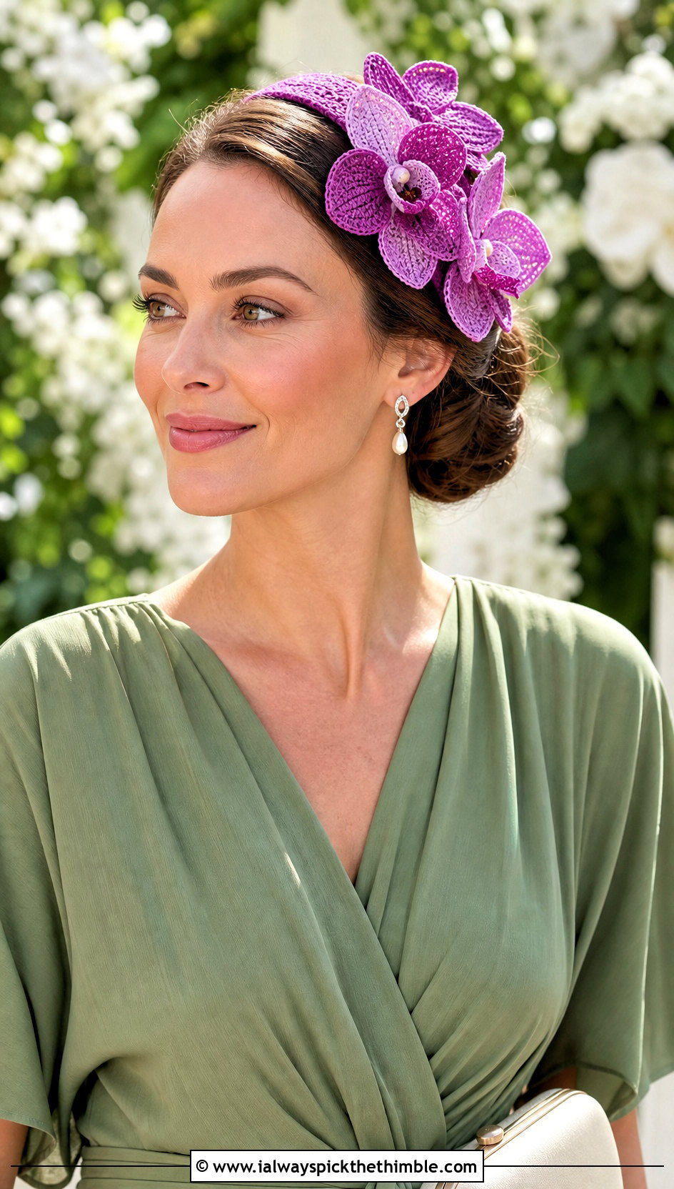 Three Dimensional Petal Crochet Headband With Midi Dress - 15 crochet headband with flower decoration outfit ideas