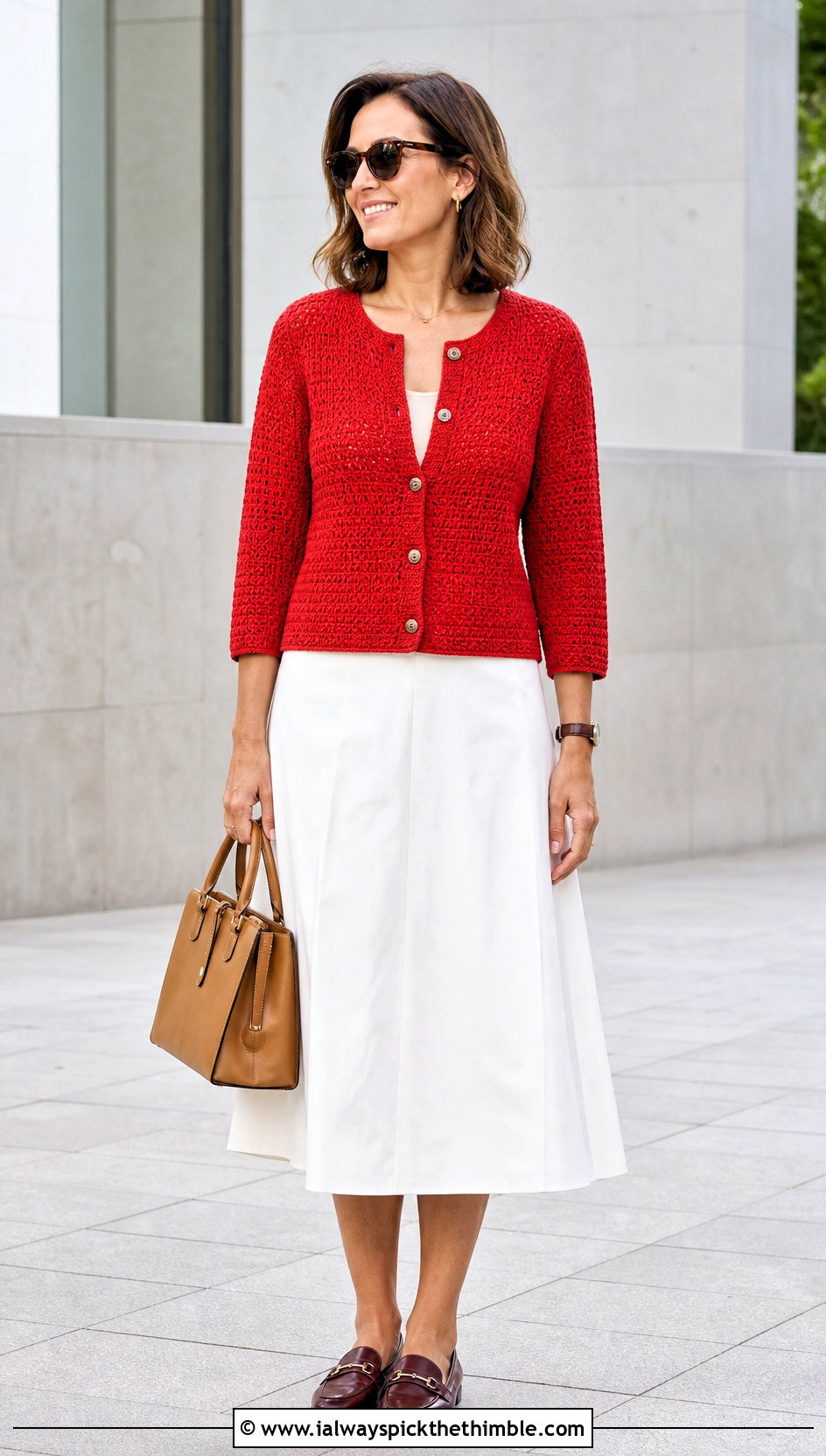 Three Quarter Sleeve Sport Weight Crochet Cardigan With Midi Skirt - 20 Crochet Cardigan Sport Weight Yarn outfit ideas