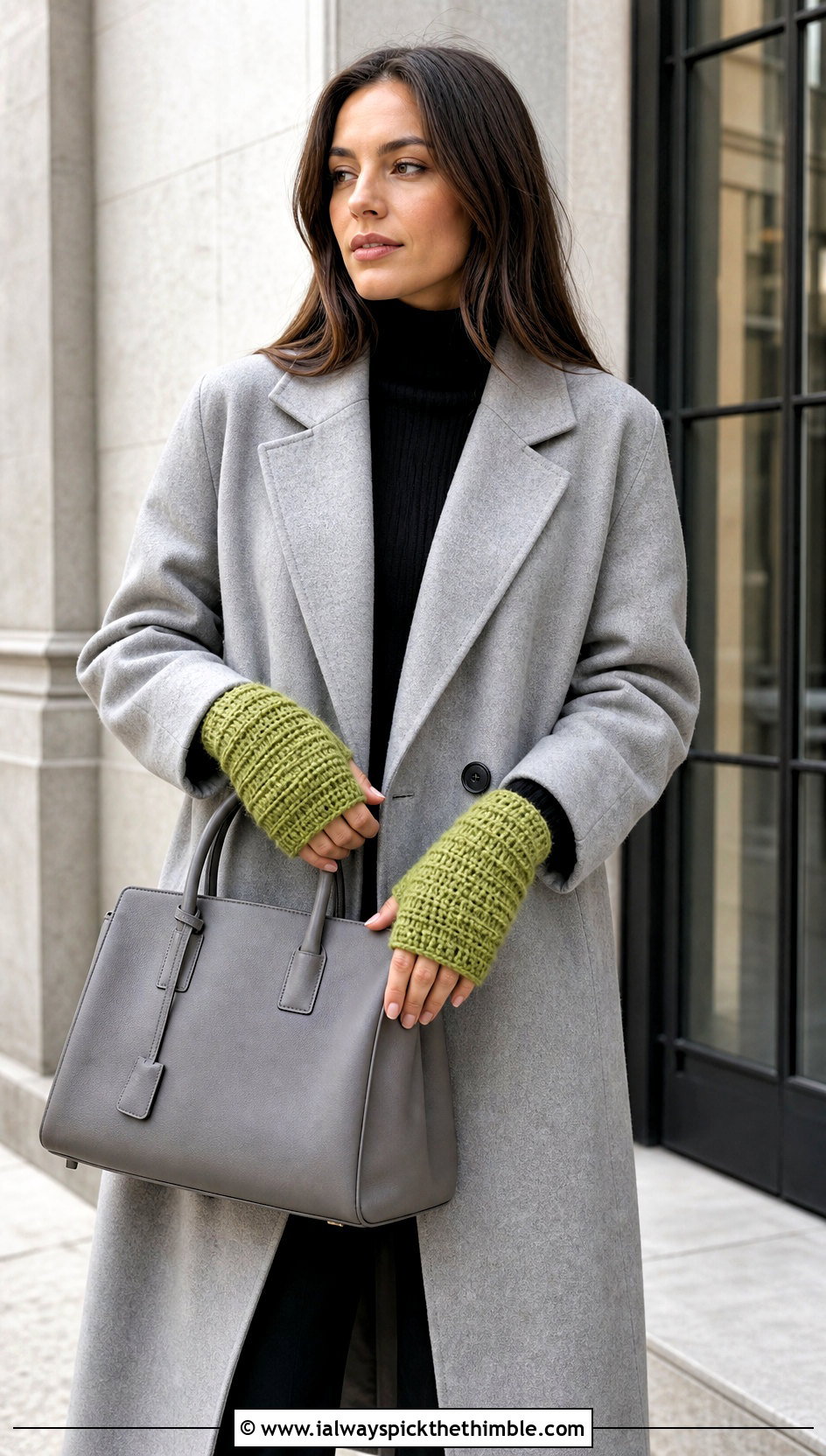 Thumb Hole Crochet Wrist Mittens With Minimal Outfit - 20 women crochet mittens outfit ideas
