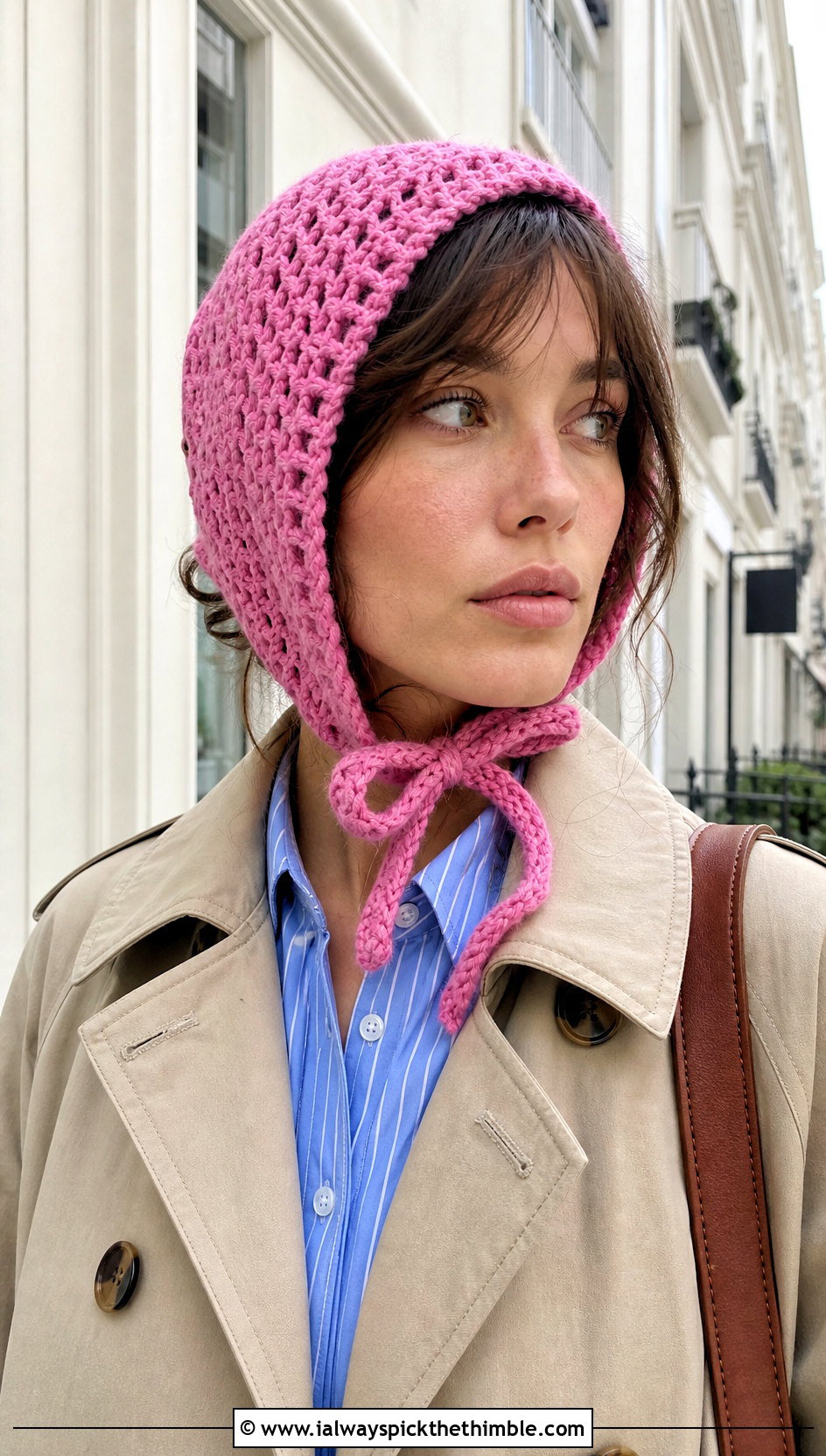 Tie Front Crochet Balaclava With Trench Coat - 20 easy crochet balaclava outfit ideas