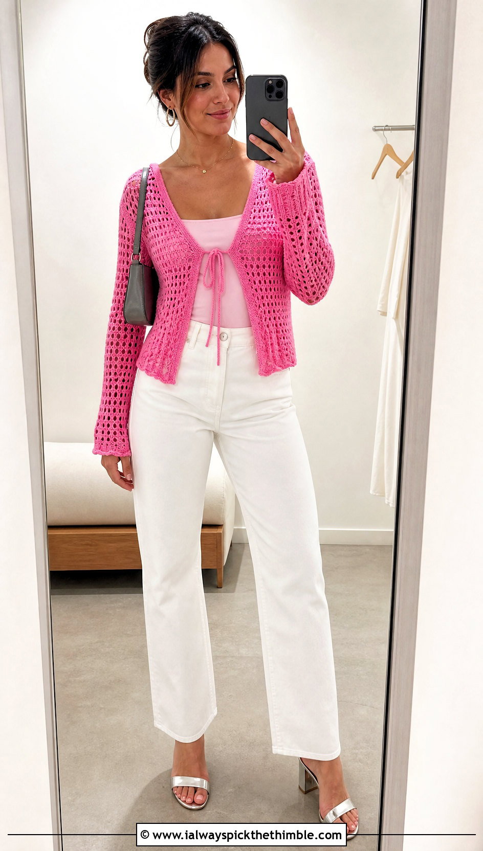 Tie Front Crochet Cardigan With White Jeans - 15 Couch Crochet Cardigan outfit ideas
