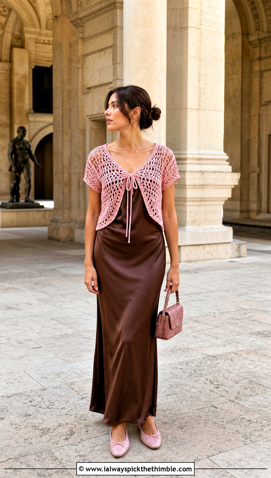 Tie Front Crochet Crop Top Over A Slip Dress - 20 Easy Crochet Projects Top outfit ideas