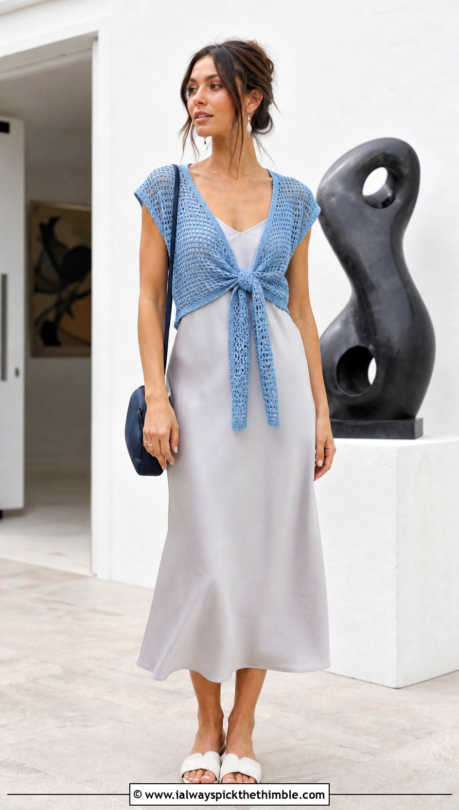 Tie Front Crochet Crop Top Over A Slip Dress - 25 crop crochet top outfit ideas
