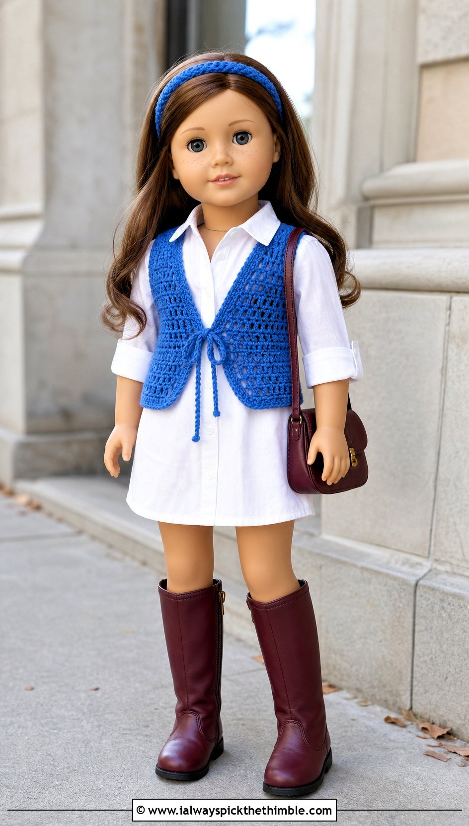 Tie Front Crochet Doll Vest With Shirt Dress - 20 crochet doll vest outfit ideas