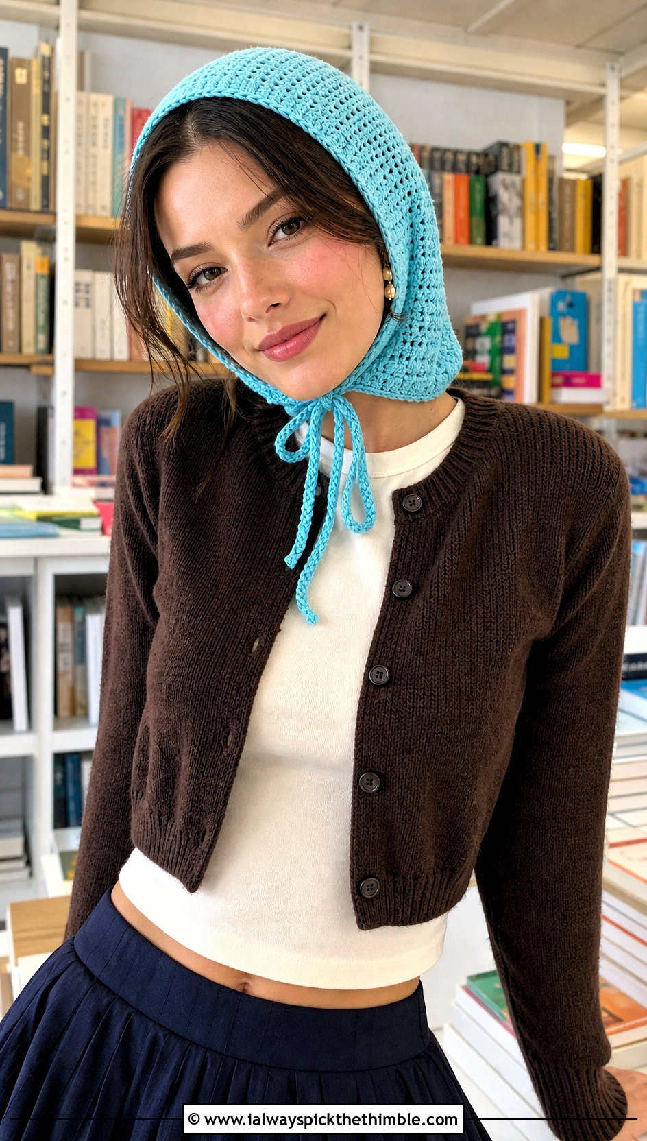 Tie Front Helmet Balaclava With Pleated Midi Skirt - 20 crochet helmet balaclava outfit ideas