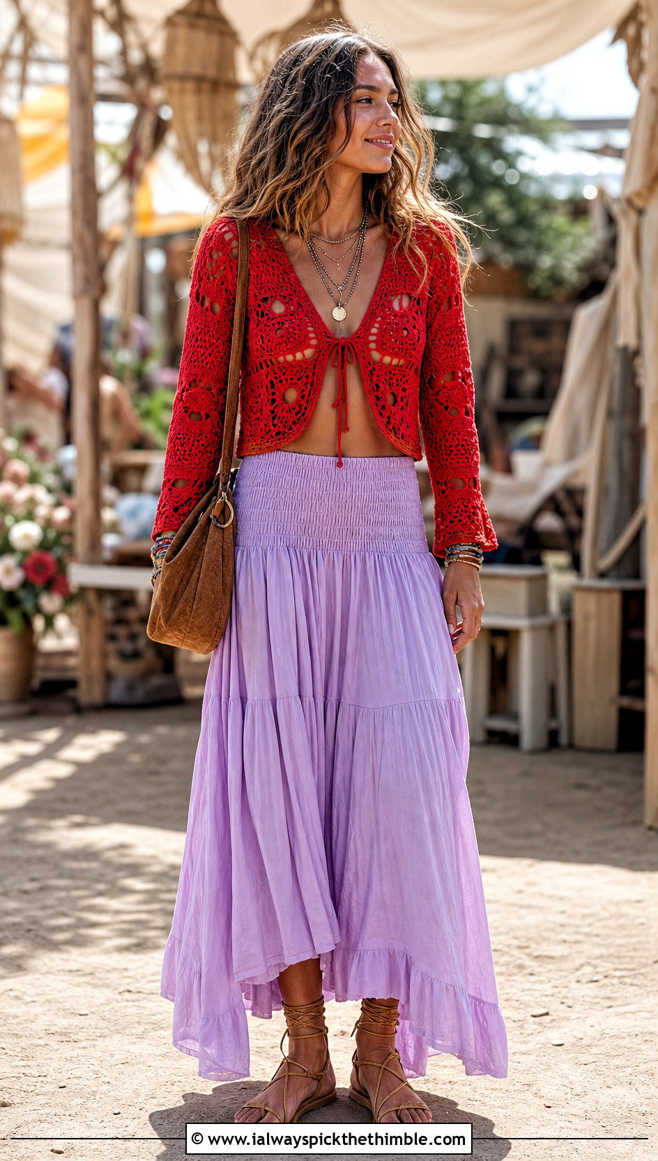 Tie Front One Granny Square Cardigan With Maxi Skirt - 20 One Granny Square Cardigan outfit ideas