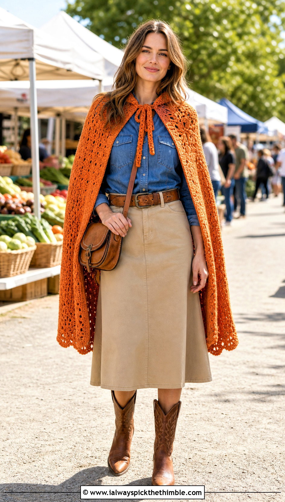Tie Neck Crochet Superhero Cape With Denim Shirt - 20 Crochet Super Hero Cape outfit ideas