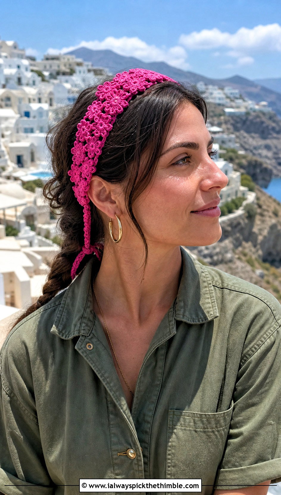 Tie On Daisy Crocheted Headband With Utility Jumpsuit - 15 colorful crocheted headband with flower outfit ideas