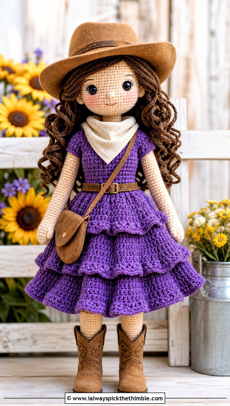 Tiered Crochet Doll Dress With Cowboy Boots - 25 crochet doll dress outfit ideas