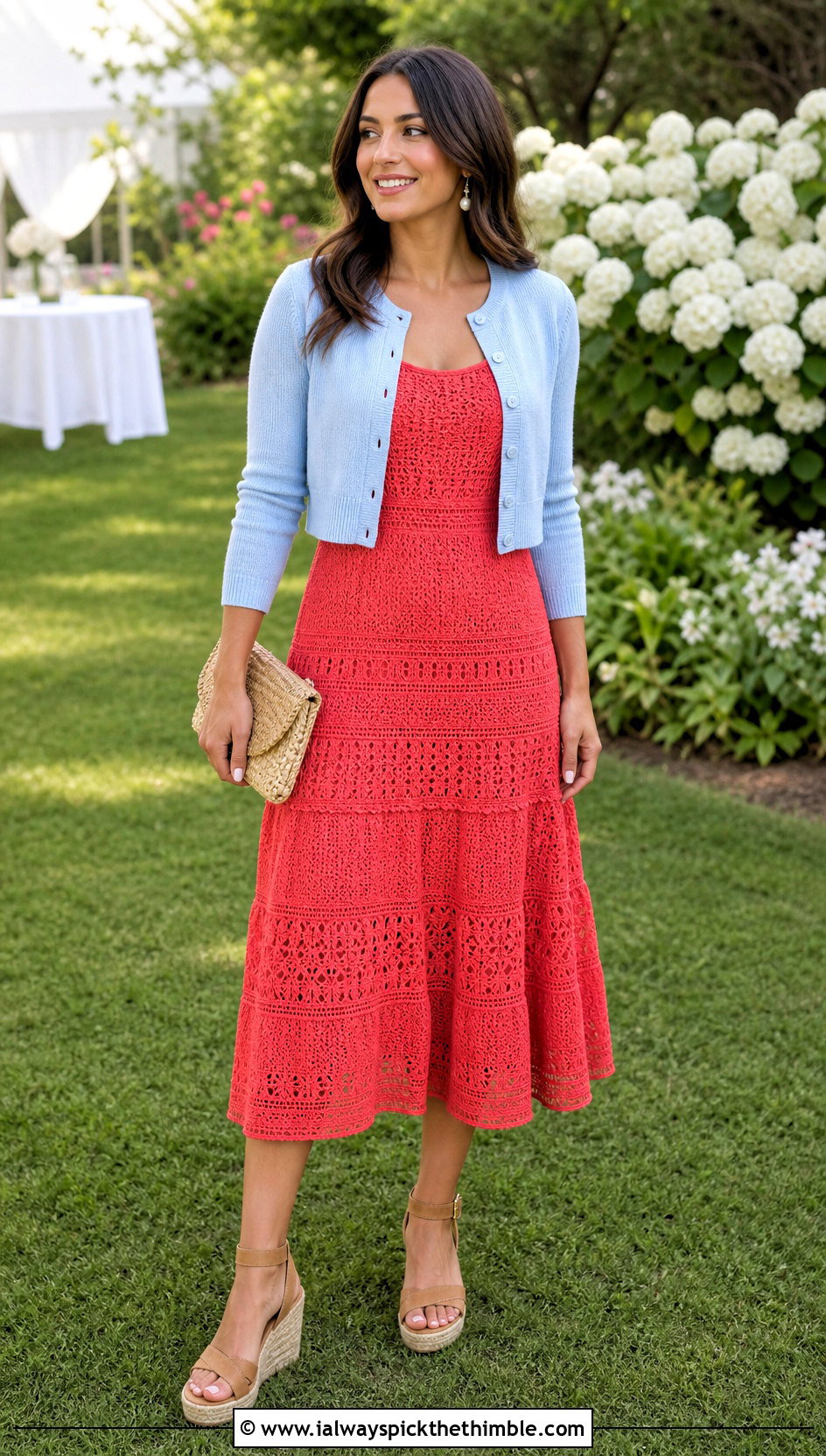 Tiered Crochet Dress With Espadrille Wedges - 20 boho crochet dress outfit ideas
