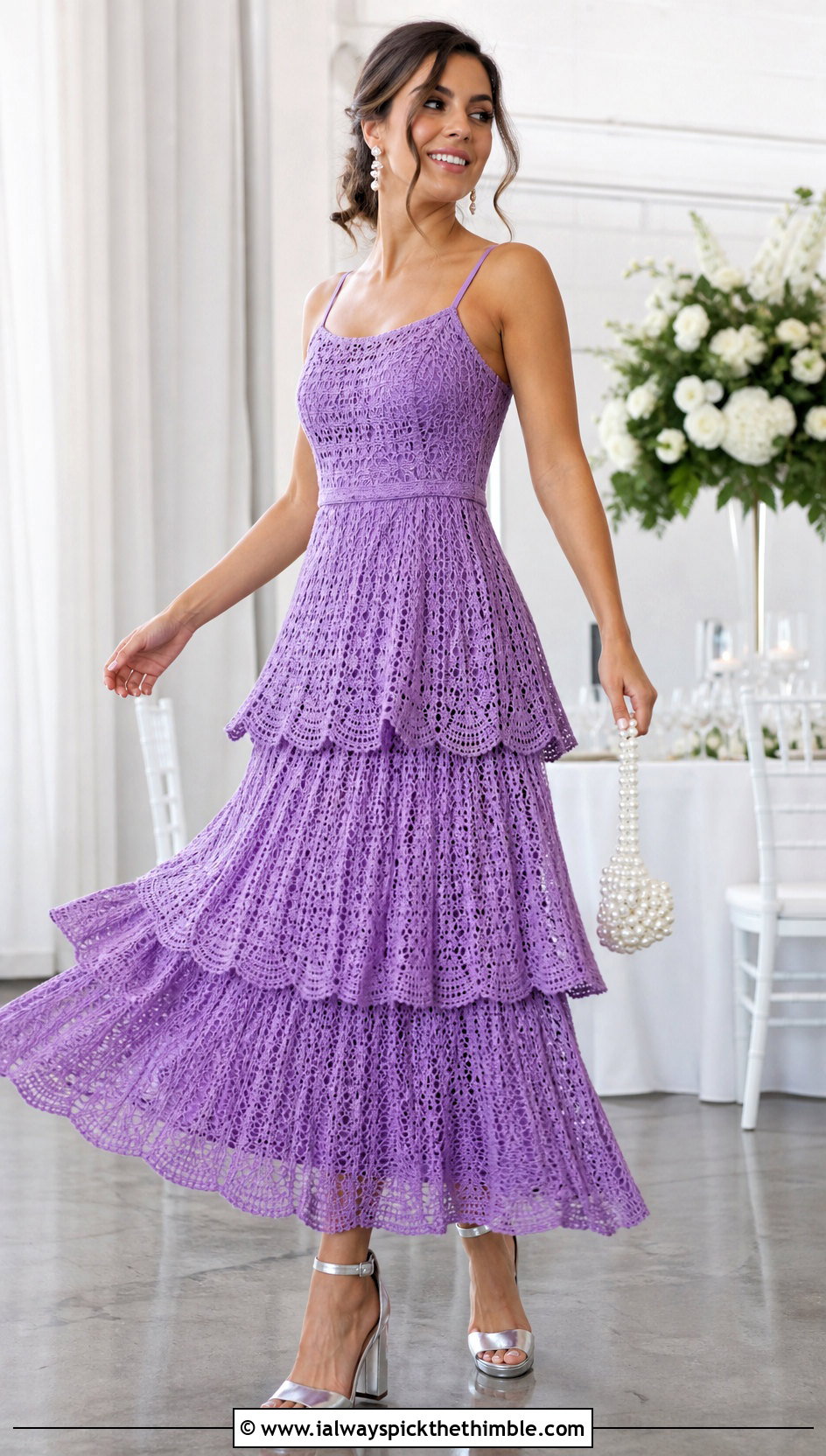 Tiered Crochet Prom Dress With Block Heels - 20 Crochet Prom Dress outfit ideas