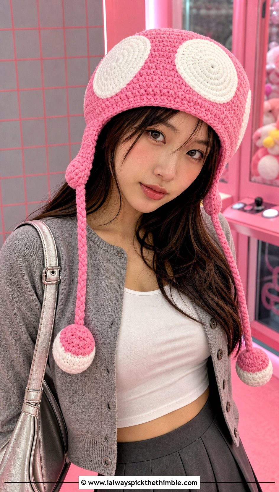 Toadette Pink Earflap Hat With Pleated Mini Skirt Outfit - 15 Mario Toad Crochet Hat outfit ideas