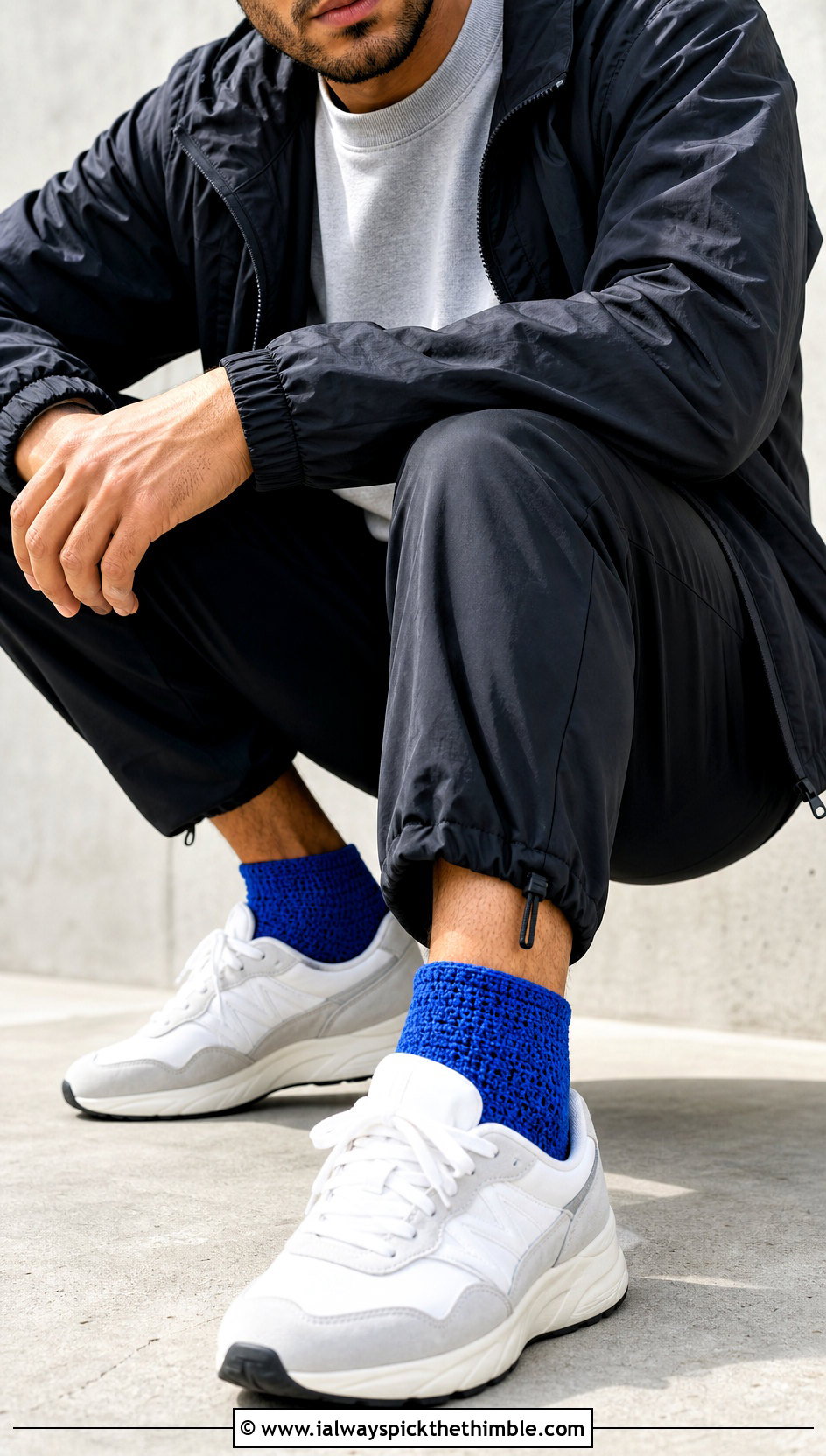 Toe Up Ankle Crochet Socks With Retro Sneakers - 20 men's crochet socks outfit ideas