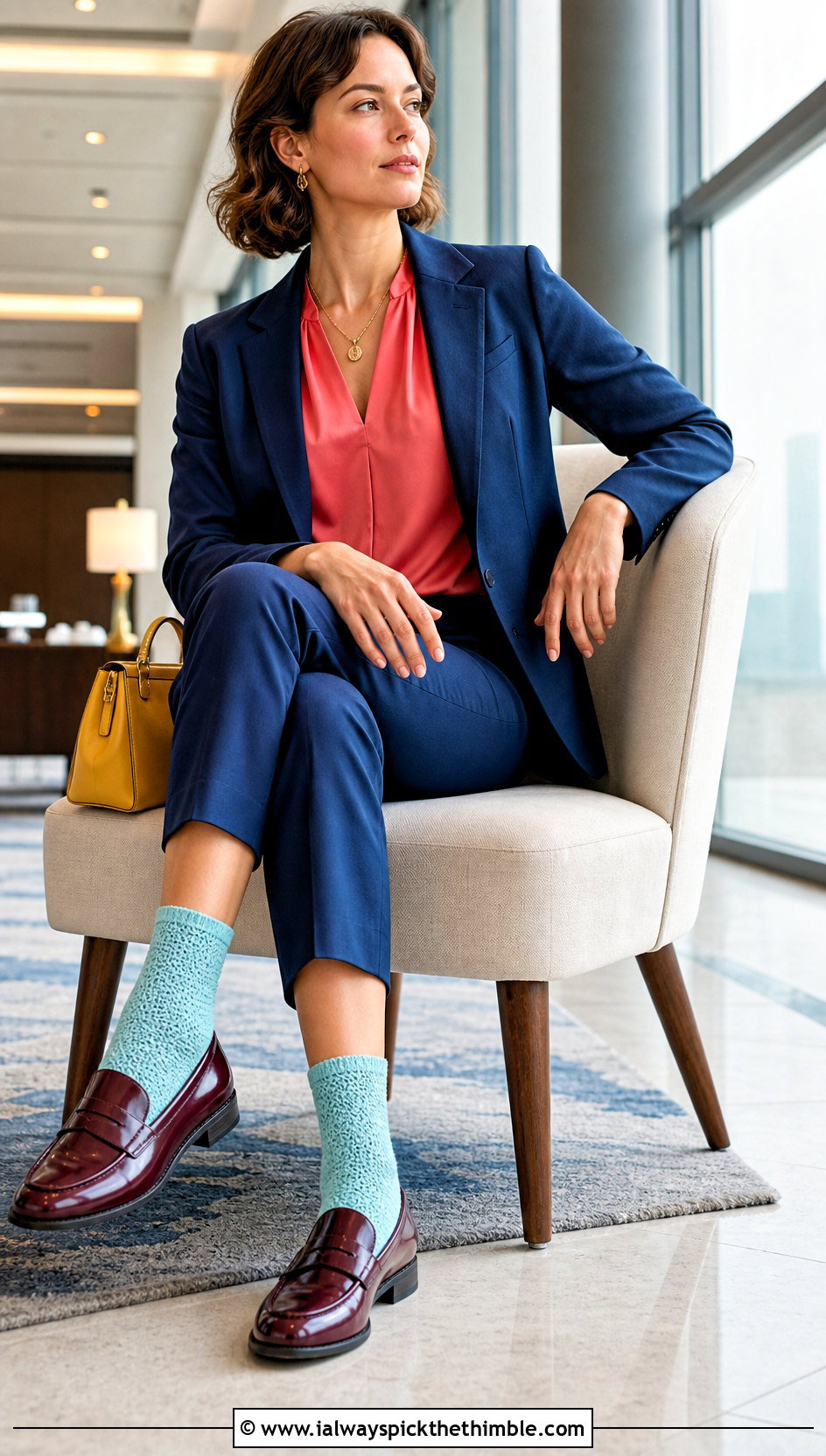 Toe Up Crochet Socks With A Trouser Suit - 25 easy crochet socks outfit ideas
