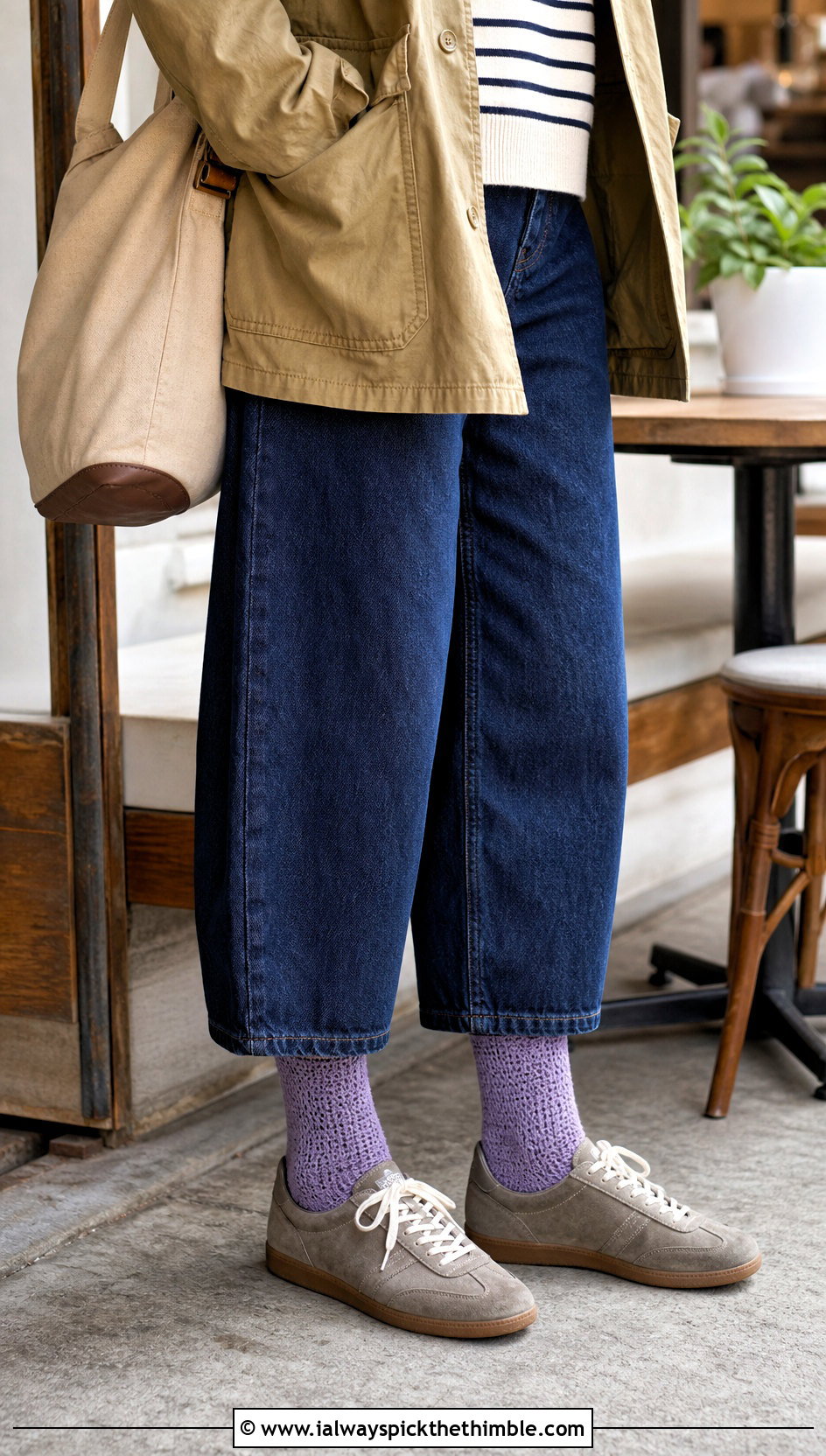 Toe Up Crochet Socks With Cropped Jeans - 20 Quick Crochet Socks outfit ideas