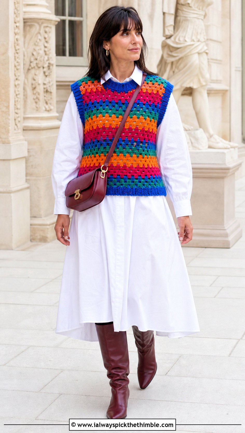 Tom Daley Granny Stripe Crochet Sweater Vest With Shirt Dress - 20 tom daley crochet sweater outfit ideas