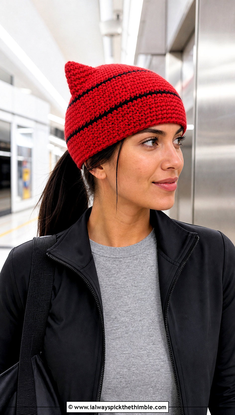 Tomato Red Snug Clancy Crochet Beanie With Athleisure - 20 clancy beanie crochet outfit ideas