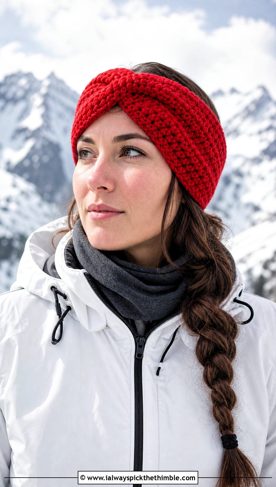 Tomato Red Twisted Ravencraft Crochet Earwarmer With Ski Outfit - 15 ravencraft crochet earwarmer outfit ideas