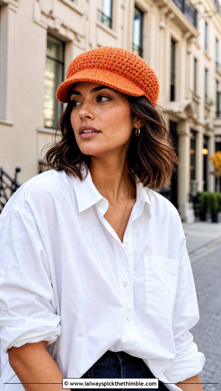 Top Down Crochet Newsboy Cap With White Shirt And Jeans - 20 top down crochet hat outfit ideas