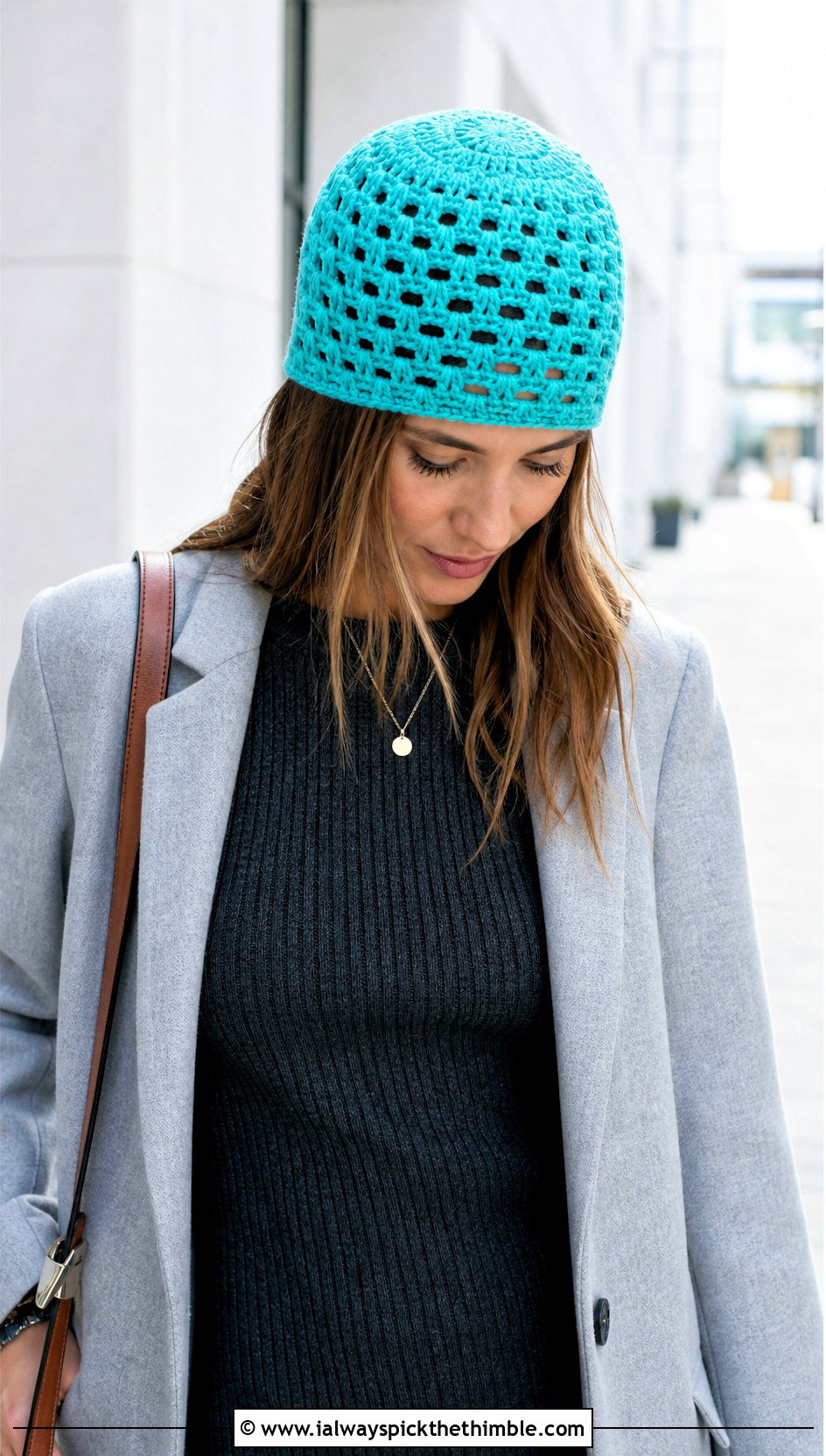 Top Down Granny Stitch Hat With Knit Dress - 20 granny stitch crochet hat outfit ideas