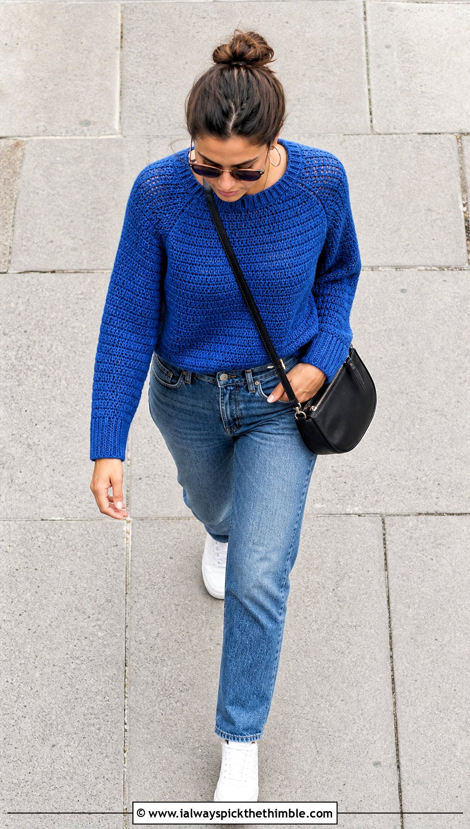 Top Down Raglan Crochet Sweater With Straight Leg Jeans - 15 Easy Top Down Crochet Sweater outfit ideas
