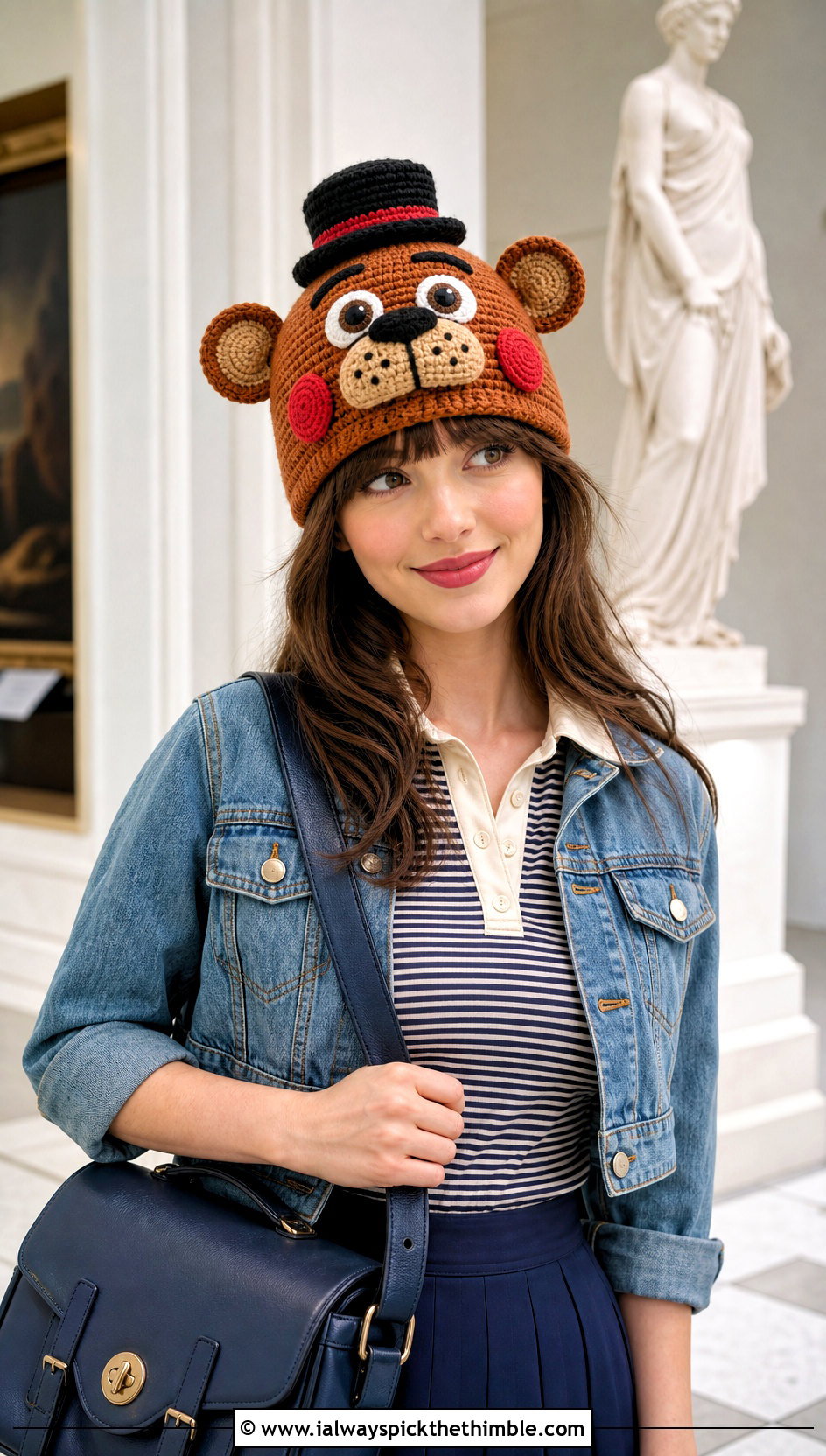 Toy Freddy Top Hat Beanie With Polo Shirt And Corduroy Pants - 20 fnaf crochet hat outfit ideas