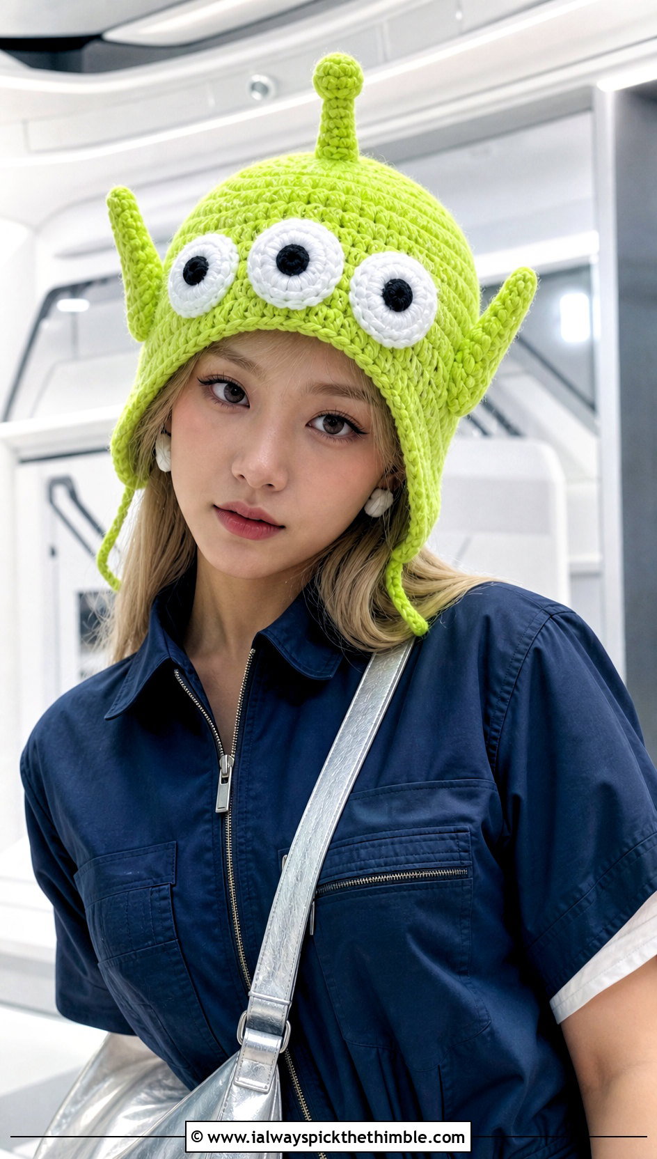 Toy Story Alien Antenna Crochet Disney Beanie With Utility Jumpsuit - 20 Crochet Disney Beanie outfit ideas