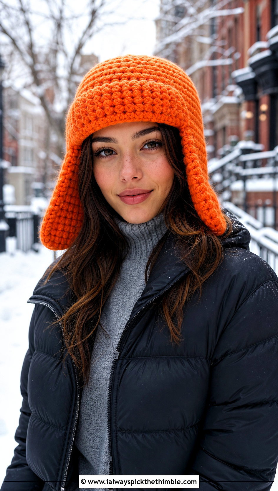 Trapper Crochet Aviator Hat With Puffer Coat - 20 crochet aviator hat outfit ideas