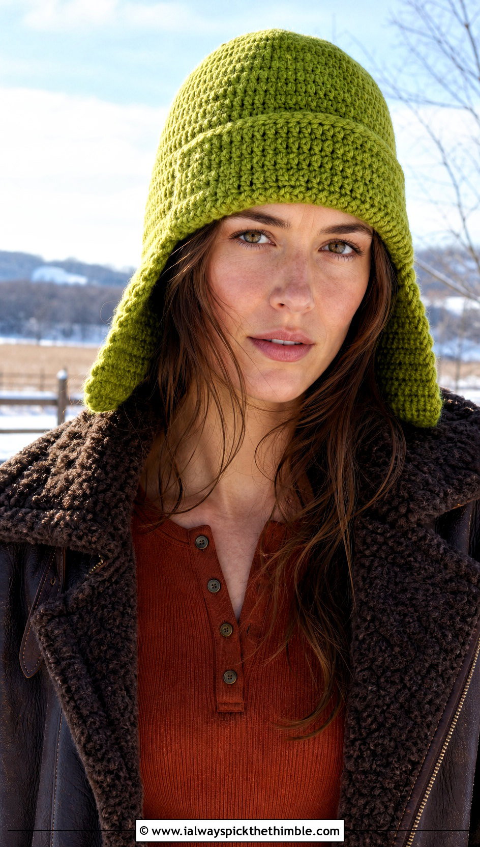 Trapper Crochet Beanie With Earflaps And Shearling Jacket - 15 Crochet Beanie With Earflaps outfit ideas