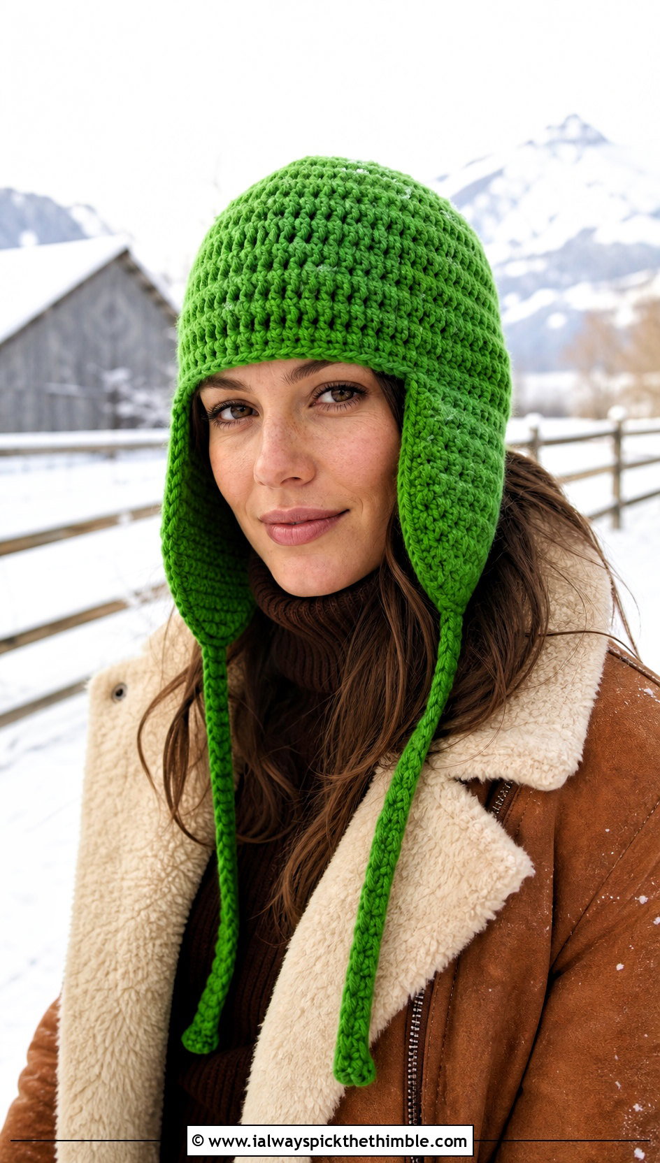 Trapper Crochet Earflap Beanie With Shearling Coat - 20 crochet earflap beanie outfit ideas