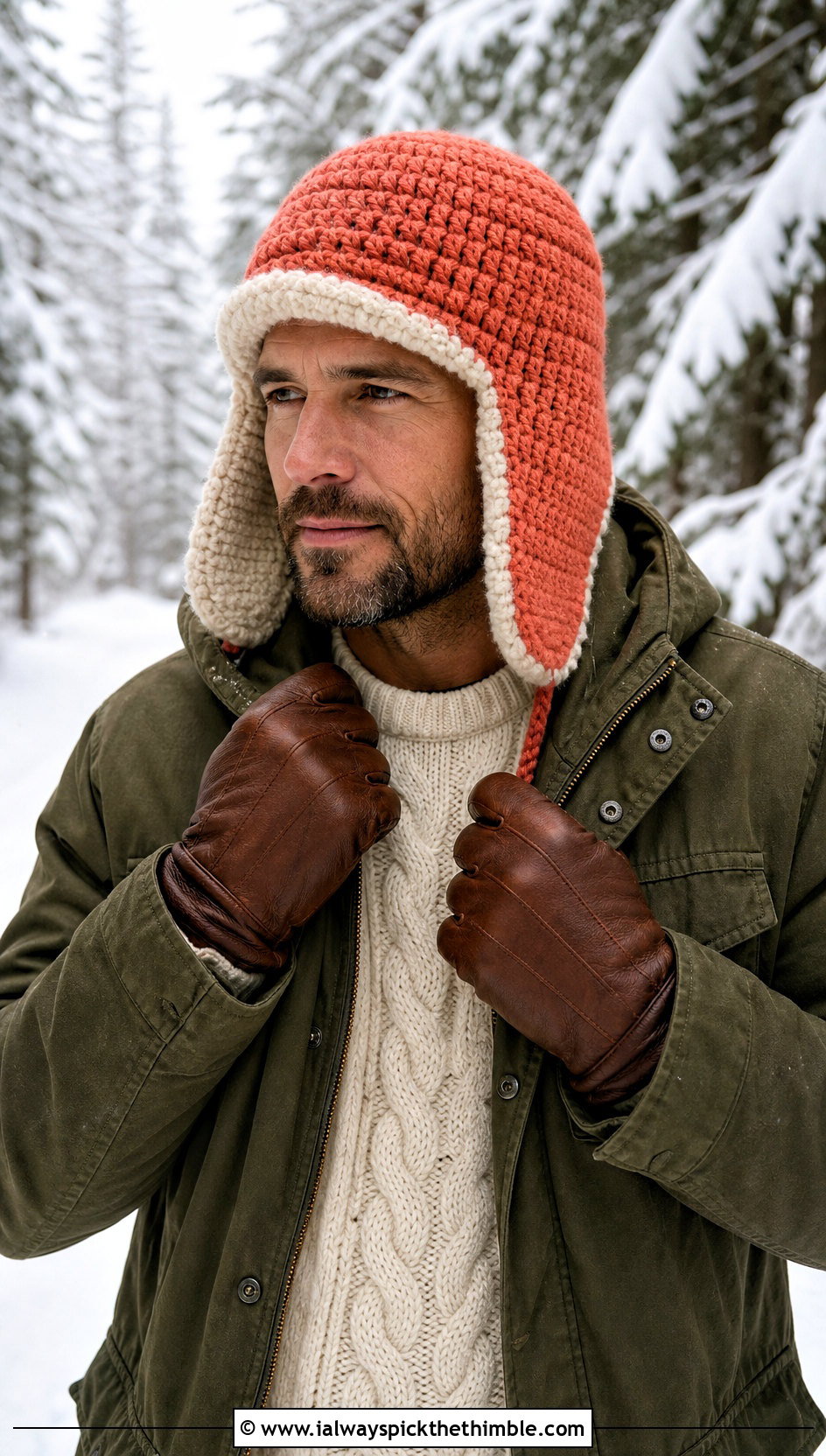 Trapper Crochet Hat With Utility Parka - 20 Crochet Mens Winter Hat outfit ideas